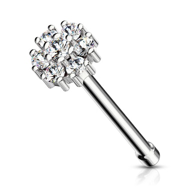 Kolczyk do nosa z okrągłym topem wysadzanym kamieniami