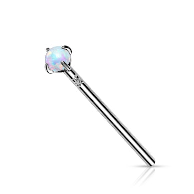 Kolczyk do nosa fishtail z 14 karatowego złota zdobiony opalem