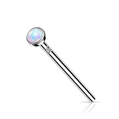 Kolczyk do nosa fishtail z 14k złota zdobiony opalem