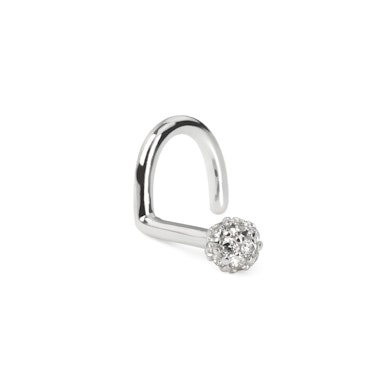 Zakręcony kolczyk do nosa z 14K złota zdobiony cyrkoniami