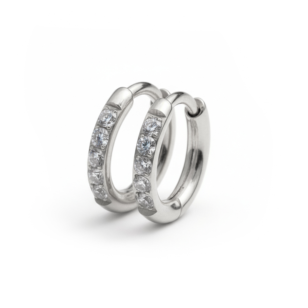 Para kółek huggies z tytanu zdobiona kamieniami