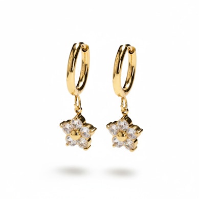 Para obręczy z zawieszkami w formie kwiatów