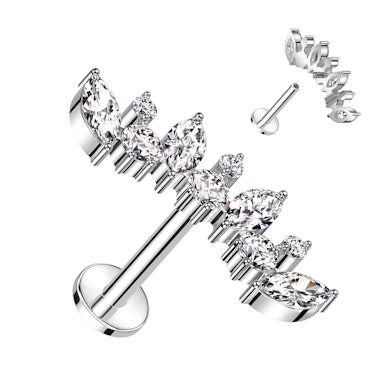 Labret z tytanu z okrągłymi kamieniami i szlifie markizowym