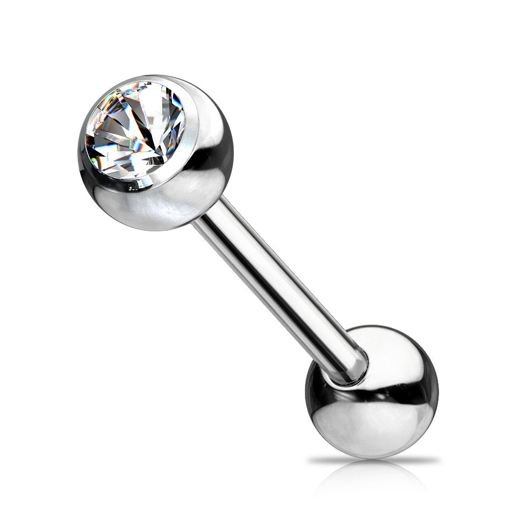 Tytanowy kolczyk do języka z kamieniem
