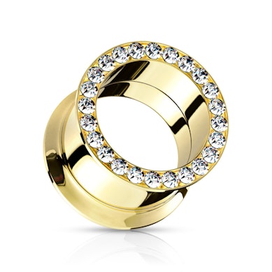 Pozłacany tunel z przezroczystymi kamieniami