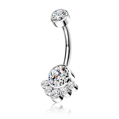 Kolczyk do pępka z tytanu z okrągłymi brylantami