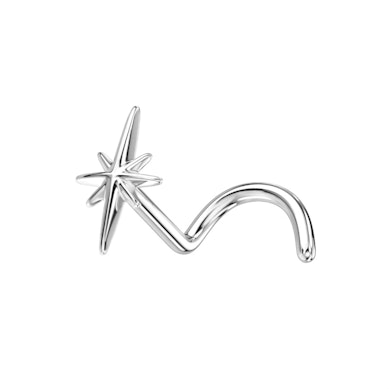 Zakręcony kolczyk do nosa z 14K złota z gwiazdą północy