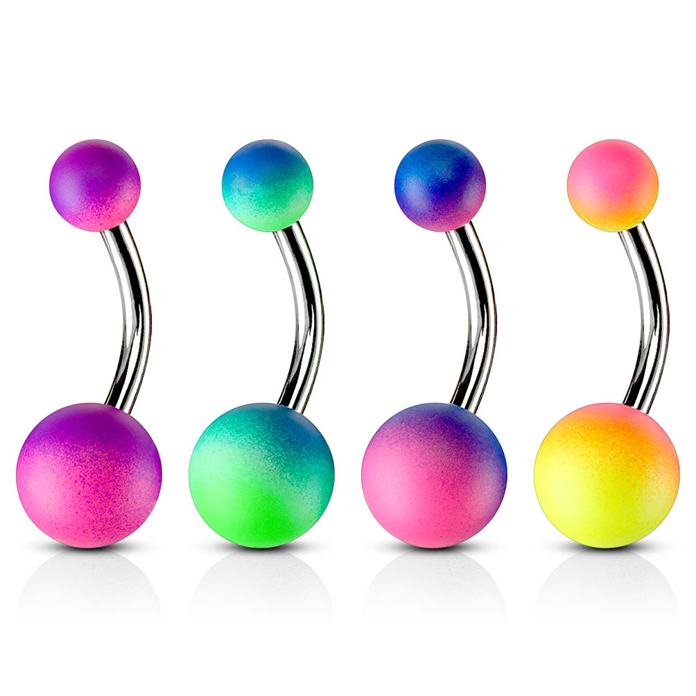 Kolczyk do pępka z gumowanymi kulkami