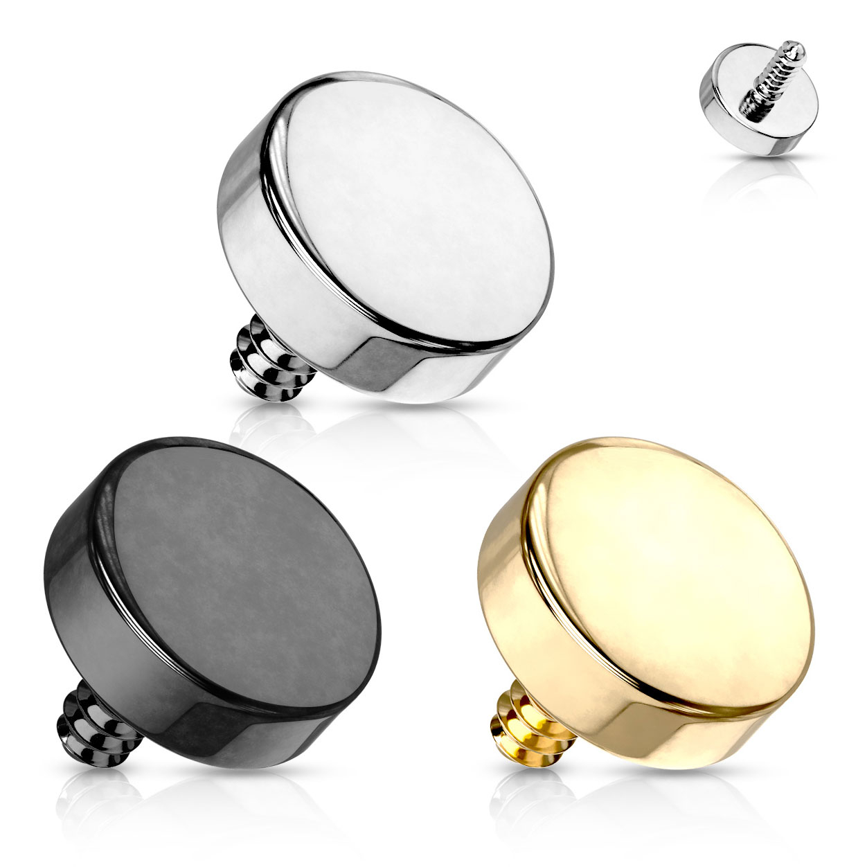 Płaska kulka do kolczyka z gwintem wewnętrznym