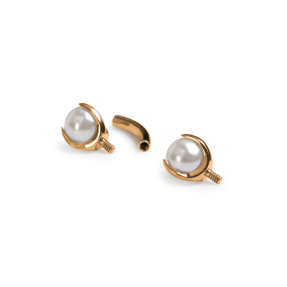 Sztanga banan z tytanu z perłami