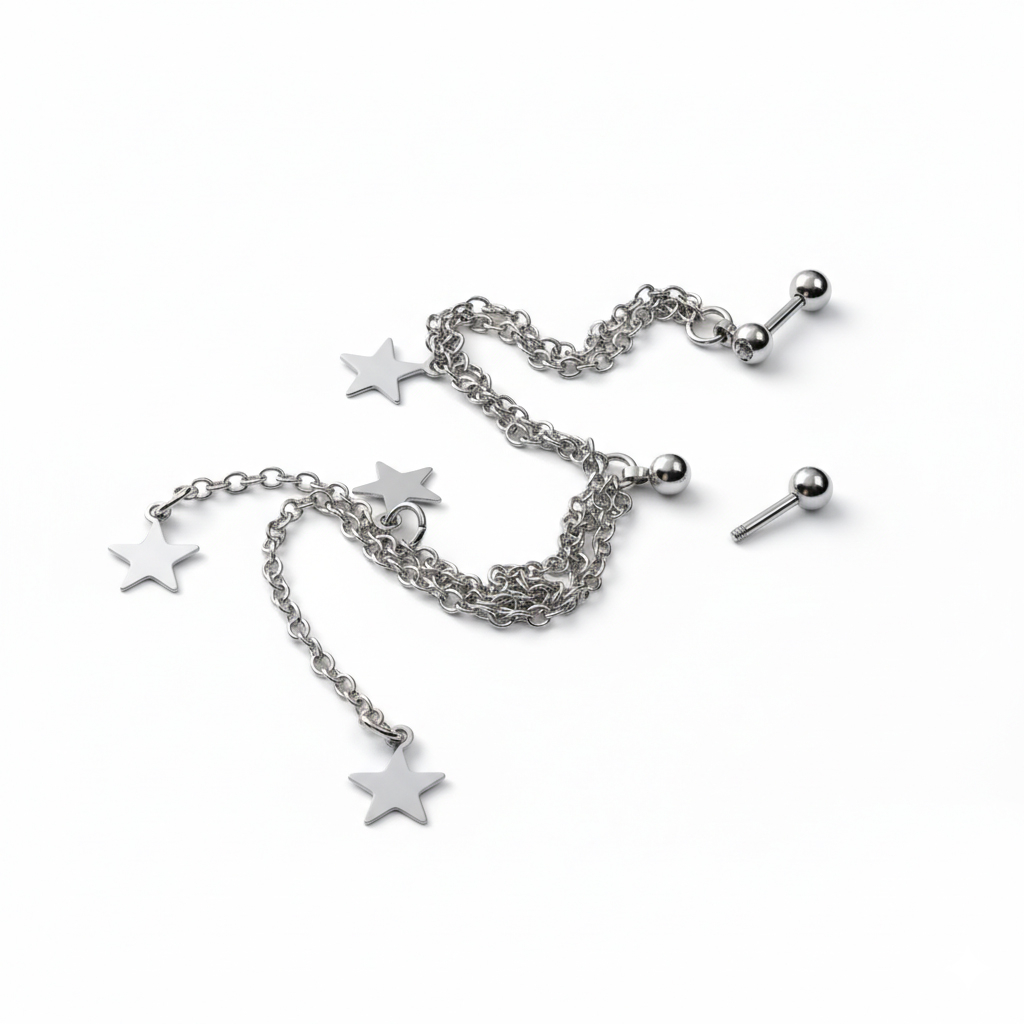 Kolczyk do Tragusa/Helixa z gwiazdkami