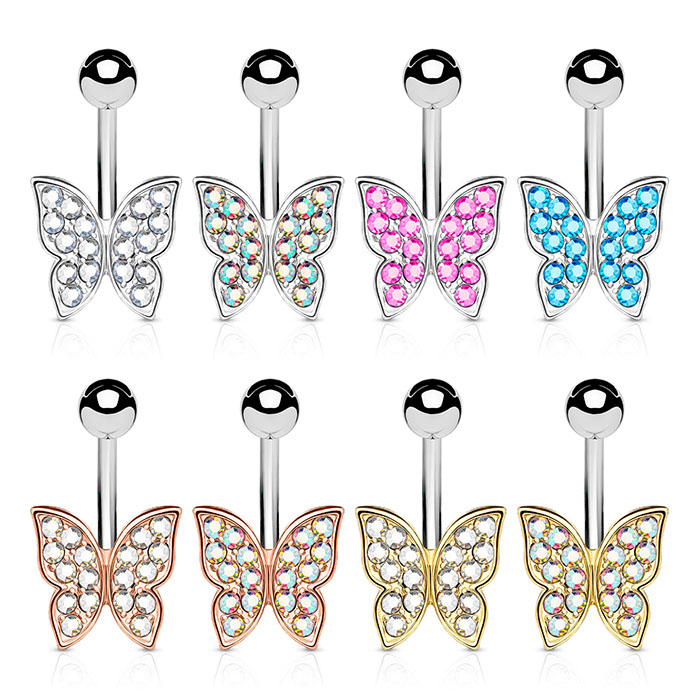 Kolczyk do pępka z kołyszącym się motylem