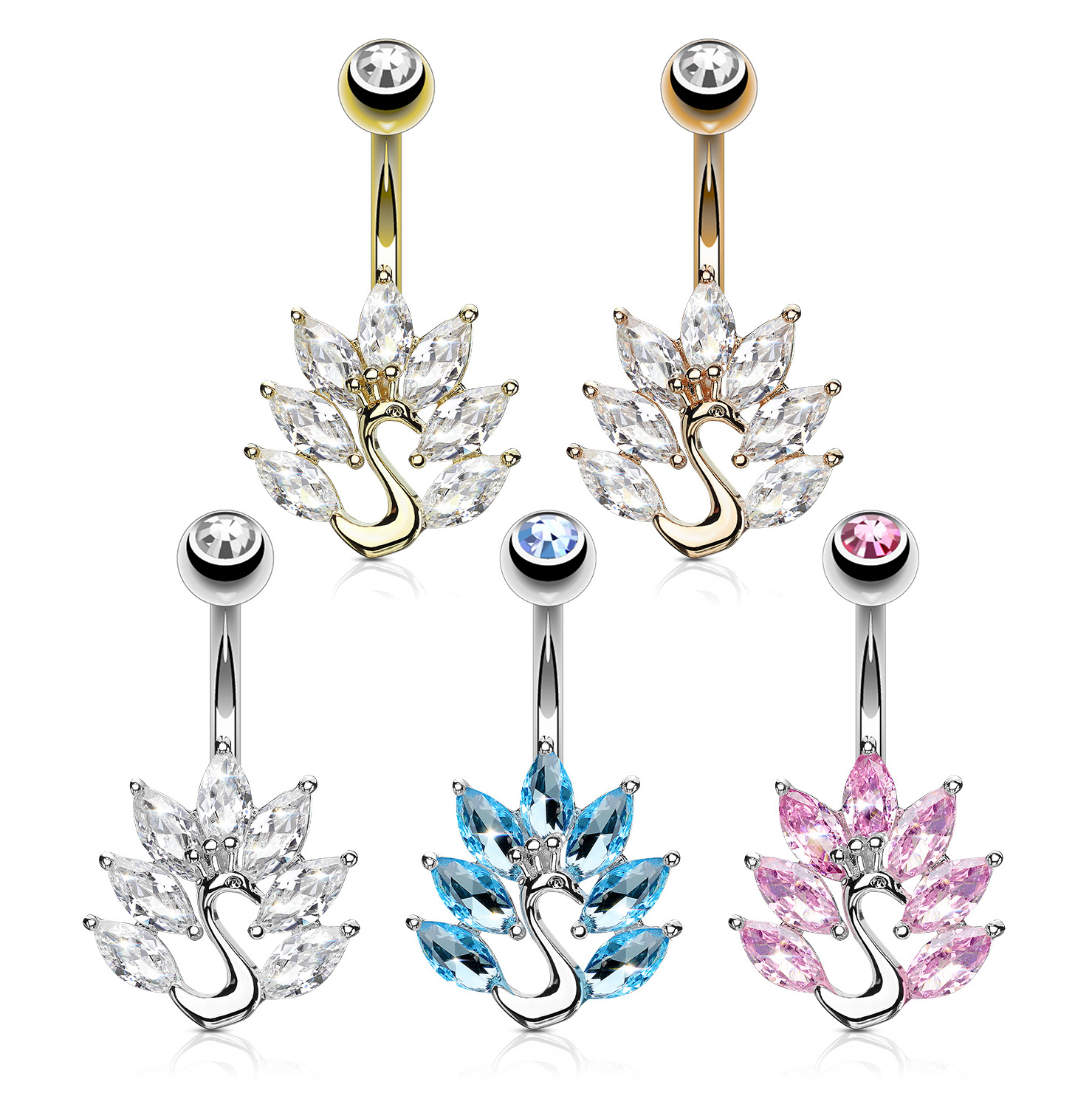 Kolczyk do pępka z pawiem