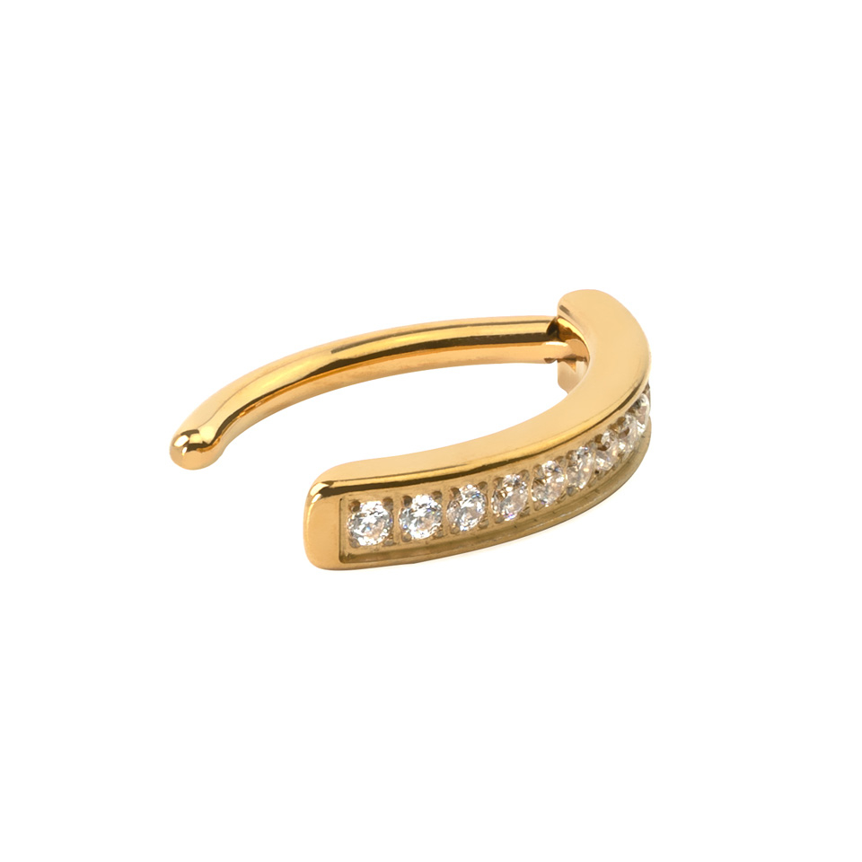 Zdobiony kamieniami clicker z tytanu do pępka