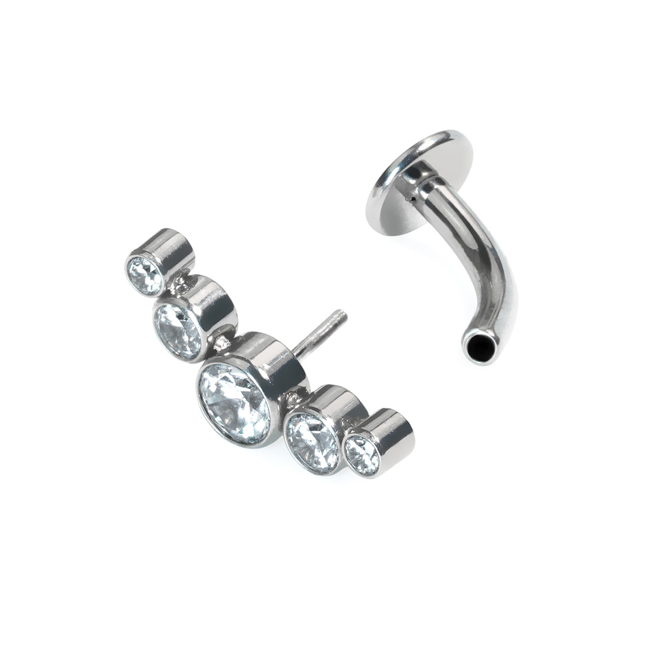 Unoszący się kolczyk do pępka z tytanu zdobiony kryształkami