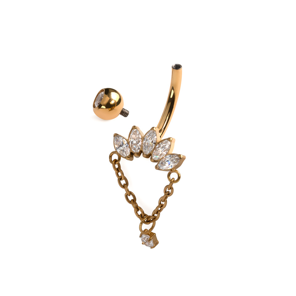 Sztanga do pępka z tytanu z markizami i zawieszką