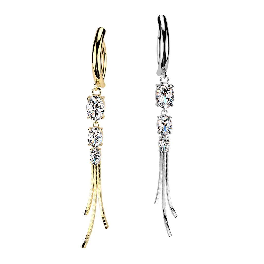 Clicker do pępka z kamieniami i łańcuszkami