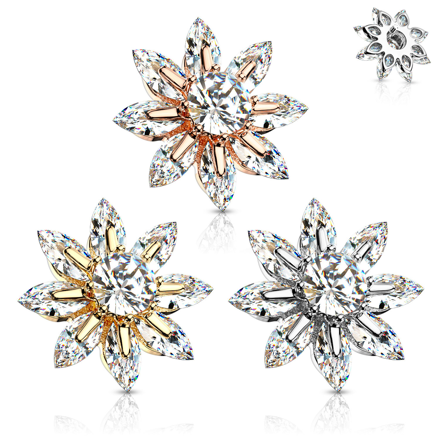 Dermal w kształcie kwiata zdobiony wieloma kamieniami