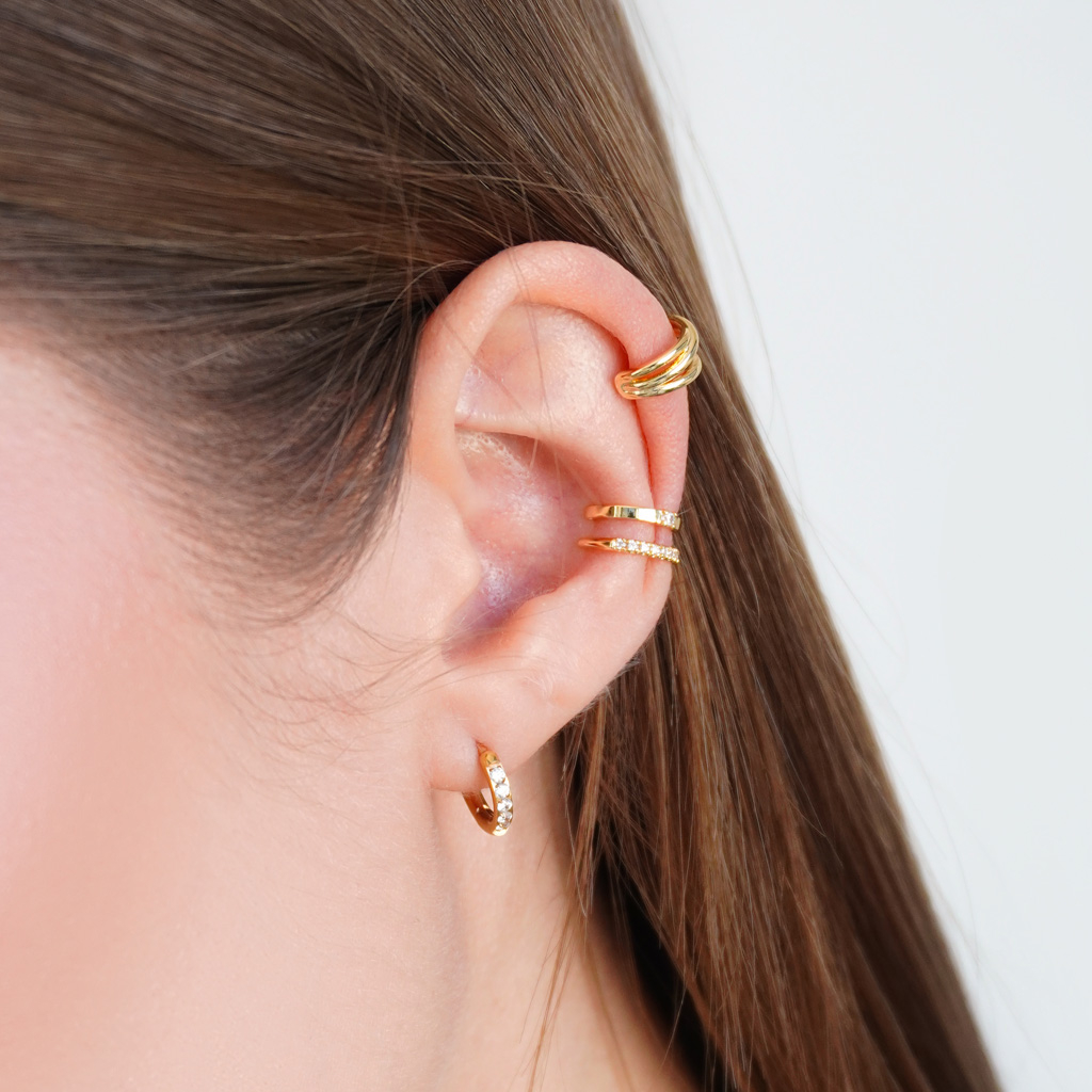 Gruby podwójny ear cuff z kamieniami
