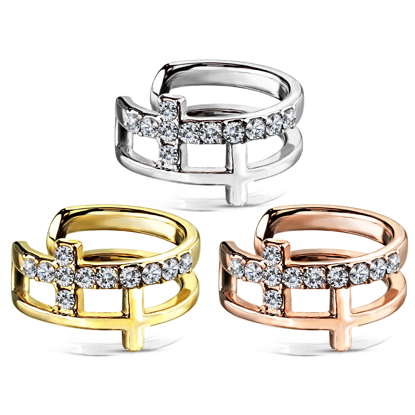 Earcuff z podwójnym krzyżem