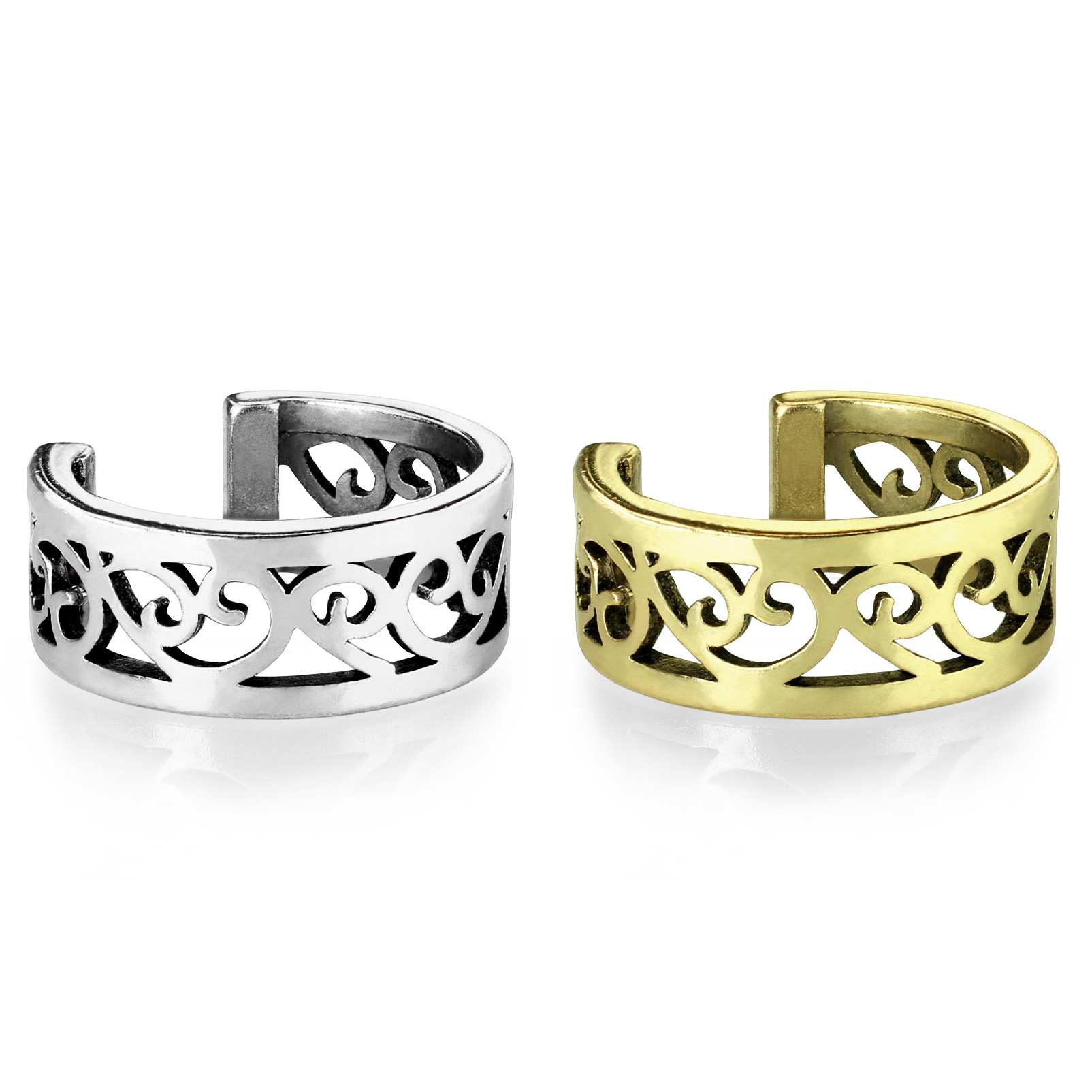 Earcuff z dziurkowanym filigranowym sercem