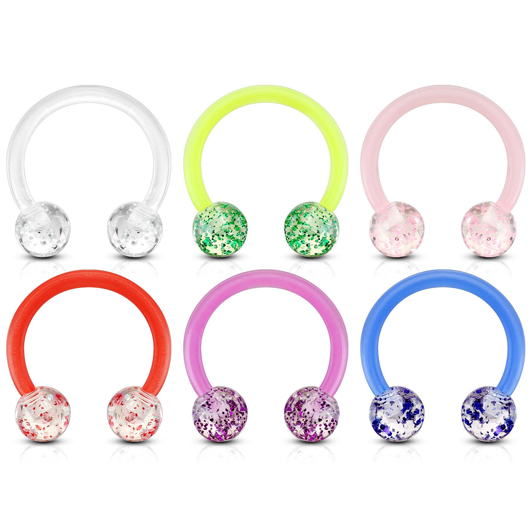 Podkówka z akrylu z błyszczącymi kulkami