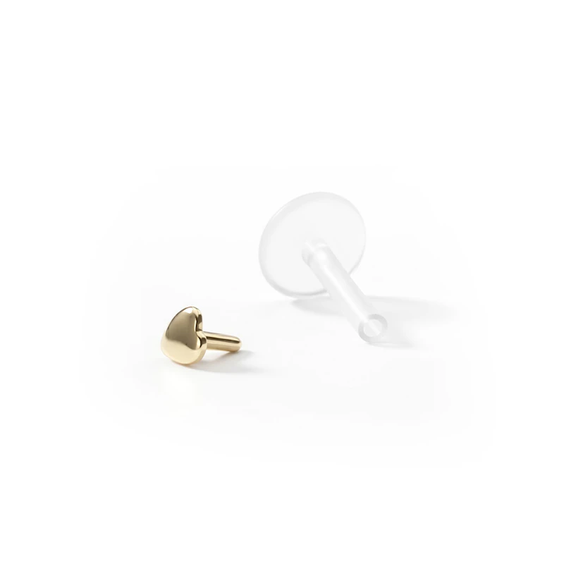 Labret z 14 karatowym sercem
