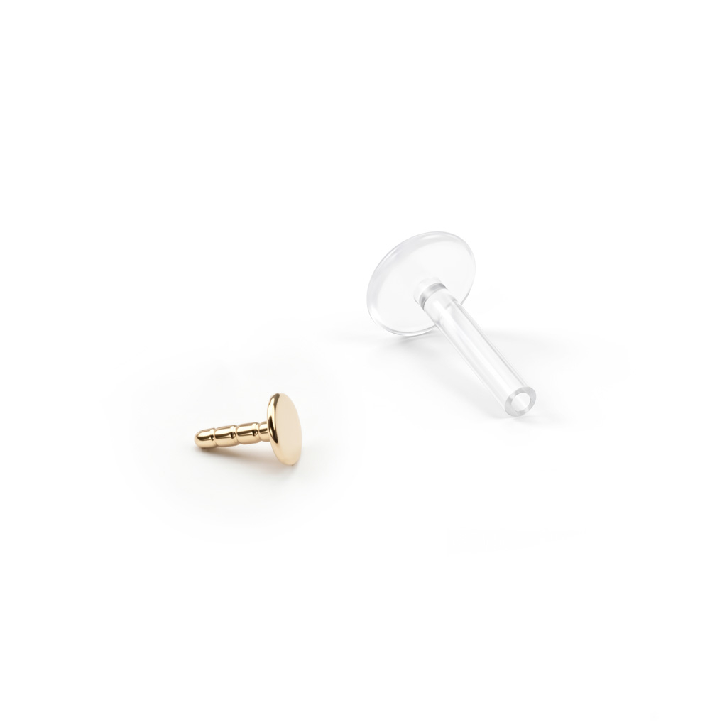 Labret z okrągłym dyskiem z 14 k złota