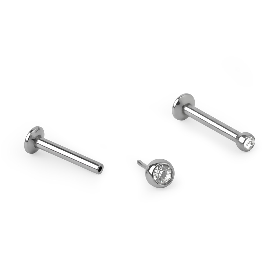 Wpychany labret z okrągłym kamieniem