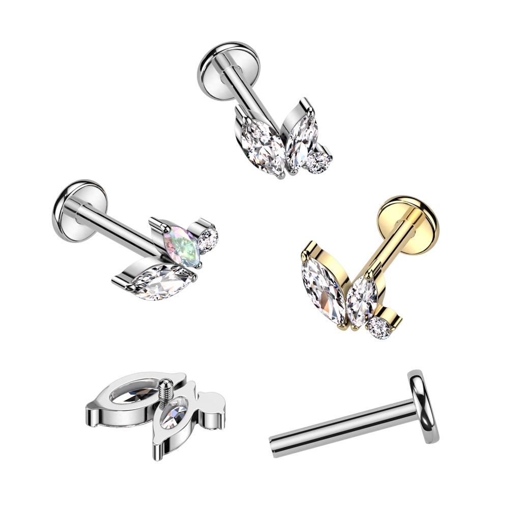 Delikatny labret z tytanu z gwintem wewnętrznym