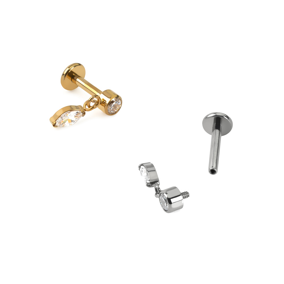 Labret z tytanu z zawieszką markizą