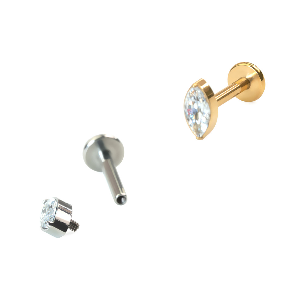 Labret z tytanu z kamieniem markizą
