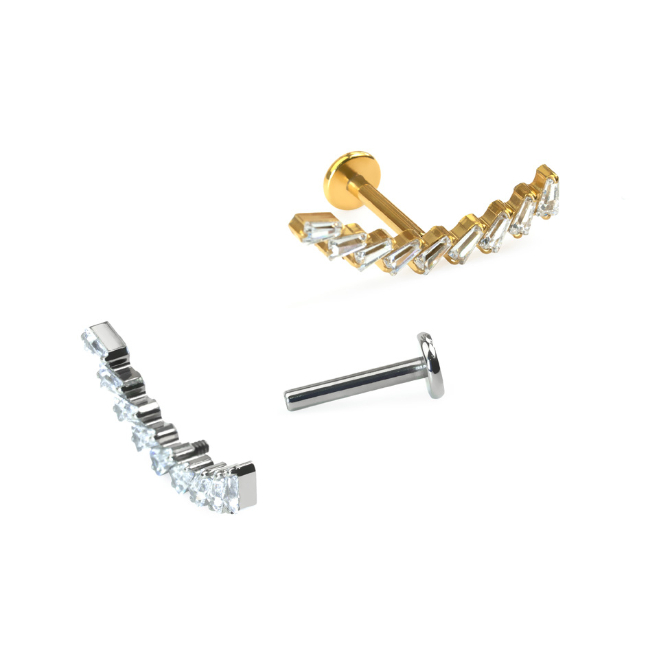 Labret z tytanu z kamiennym łukiem