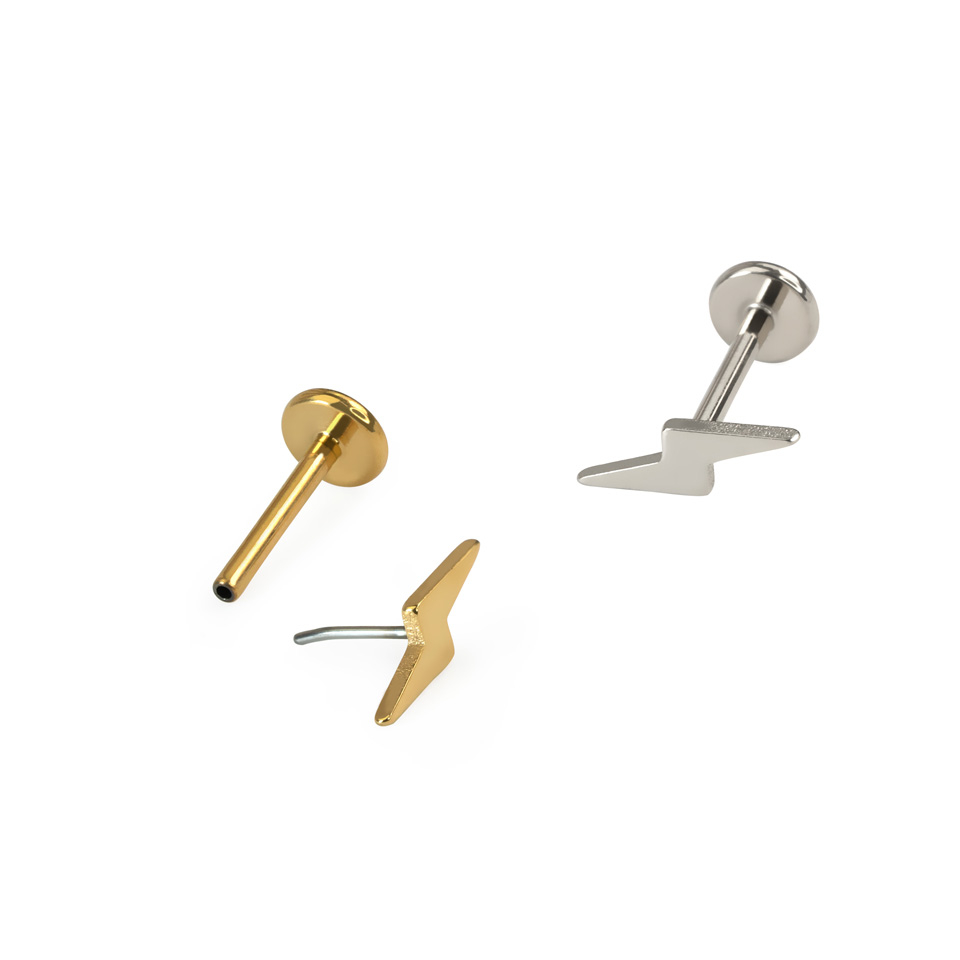 Labret z tytanu w kształcie błyskawicy