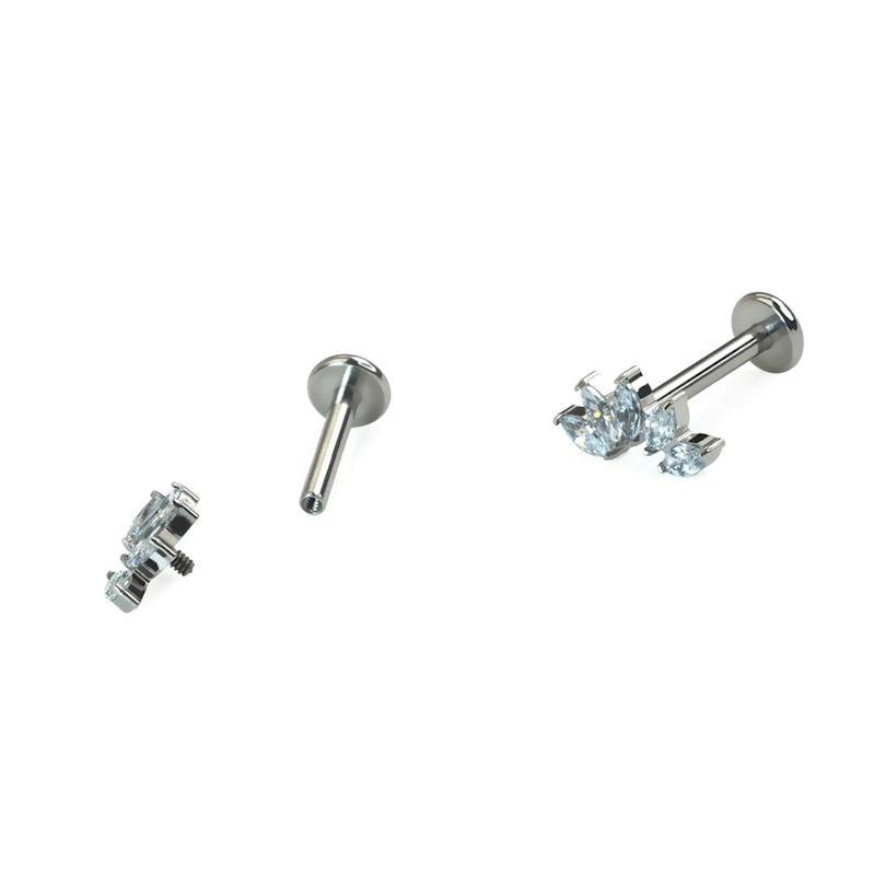 Zakrzywiony labret z tytanu z 5 kamieniami