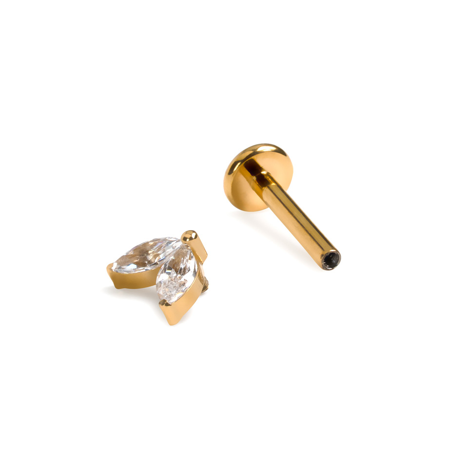 Labret z tytanu z podwójnymi kamieniami