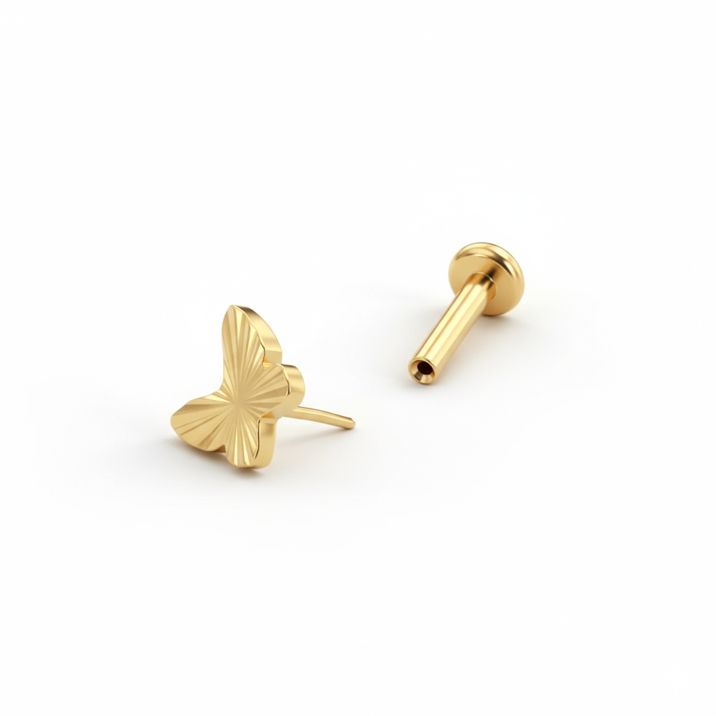 Wytłaczany labret z tytanu w kształcie motyla