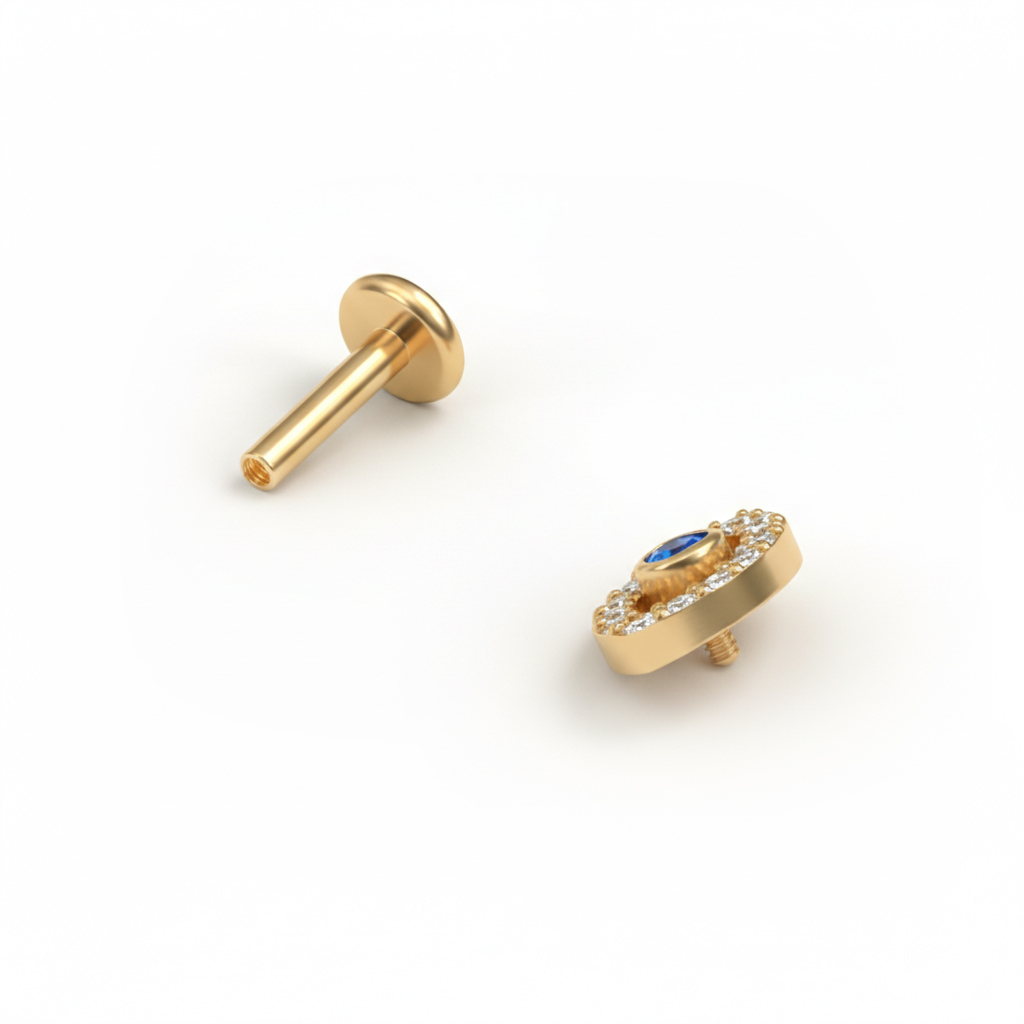 Tytanowy labret z tytanu z motywem oka proroka