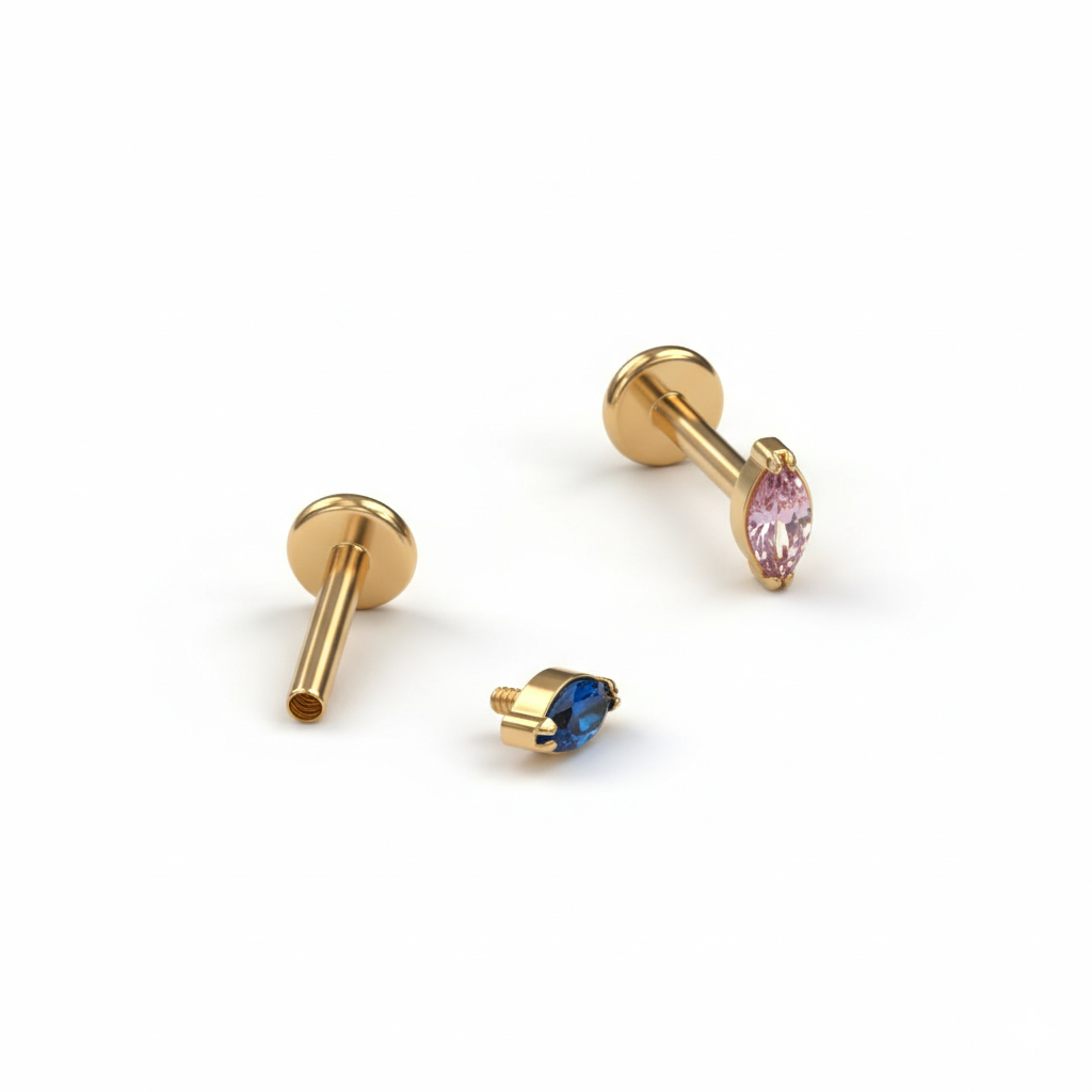 Tytanowy labret z możliwością wyboru koloru kamienia