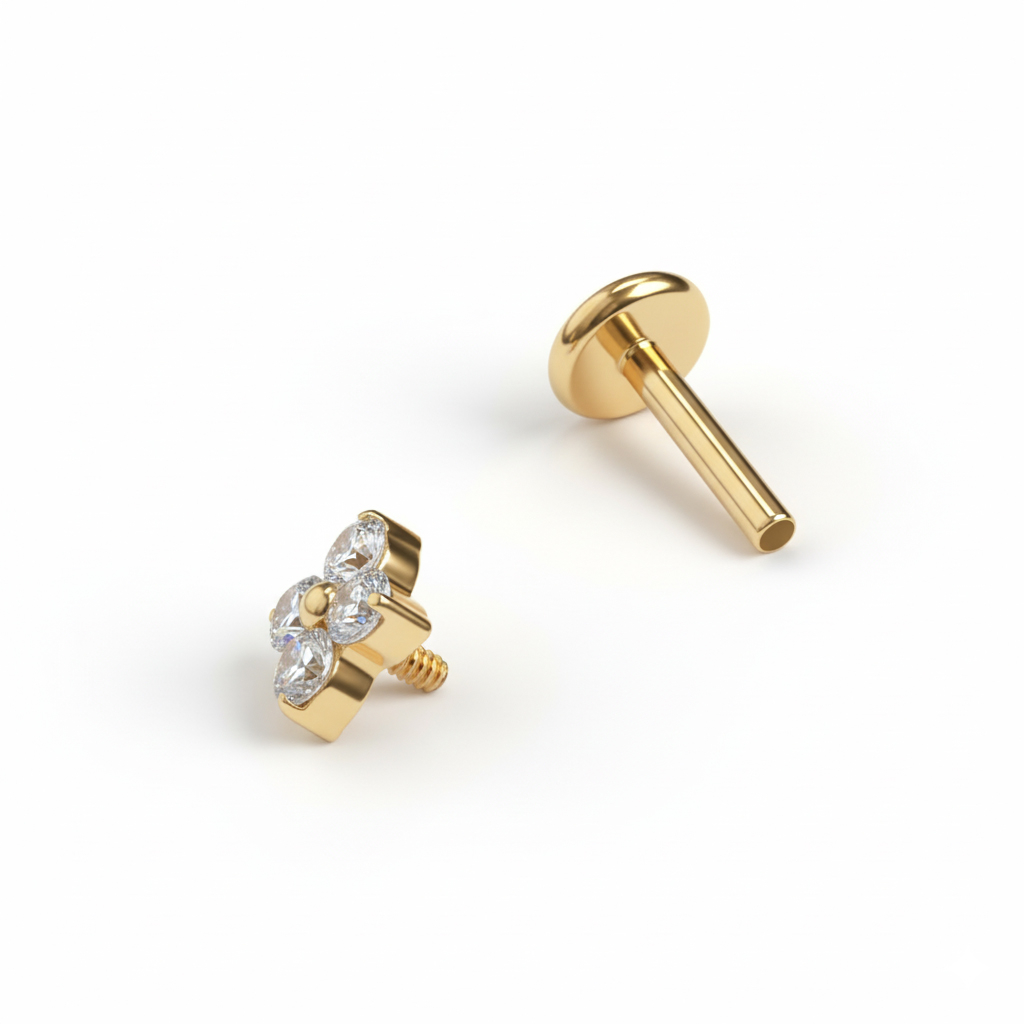 Tytanowy miniaturowy labret w kształcie kwiatka