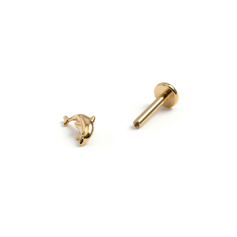 Tytanowy labret z delfinem
