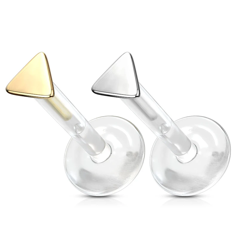 Labret z trójkątem wykonanym z 14k złota