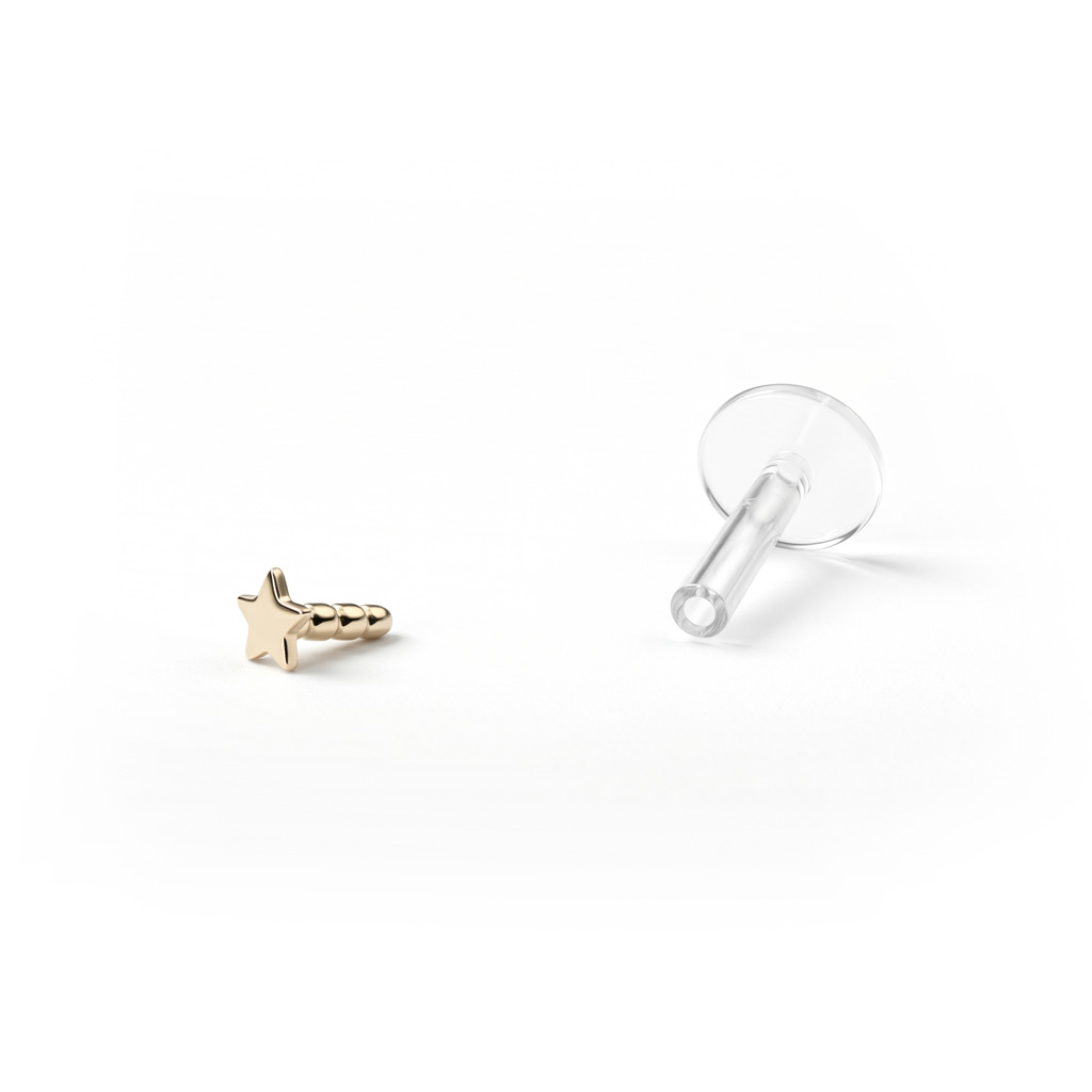 Labret z gwiazdką z 14k złota