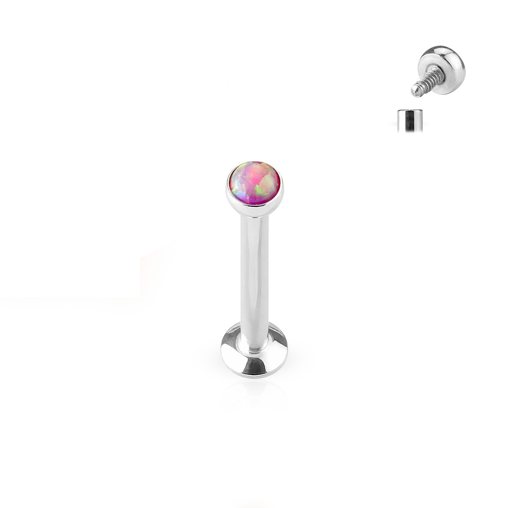Labret z wewnętrznym gwintem i opalizującą kulką