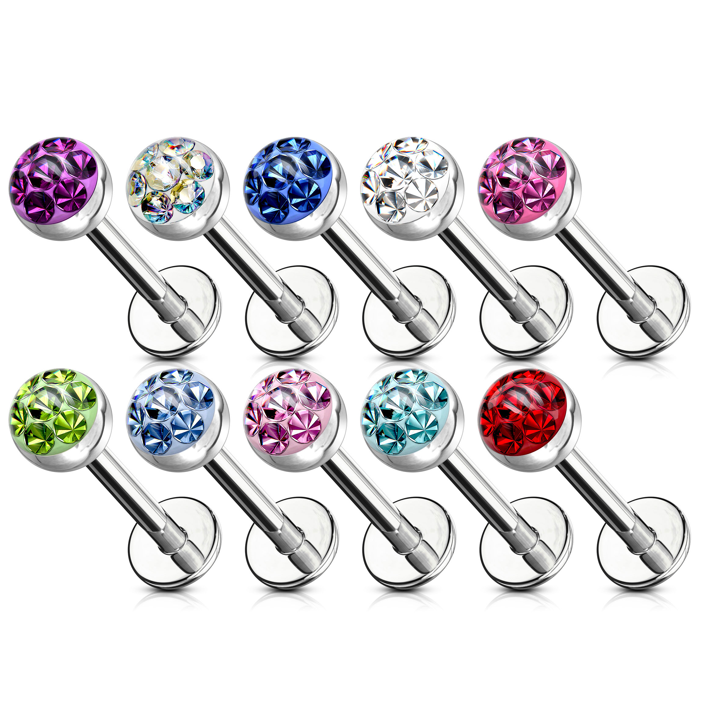 Labret z kryształową kopułą