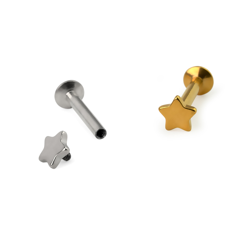 Labret z gwiazdką i gwintem wewnętrznym