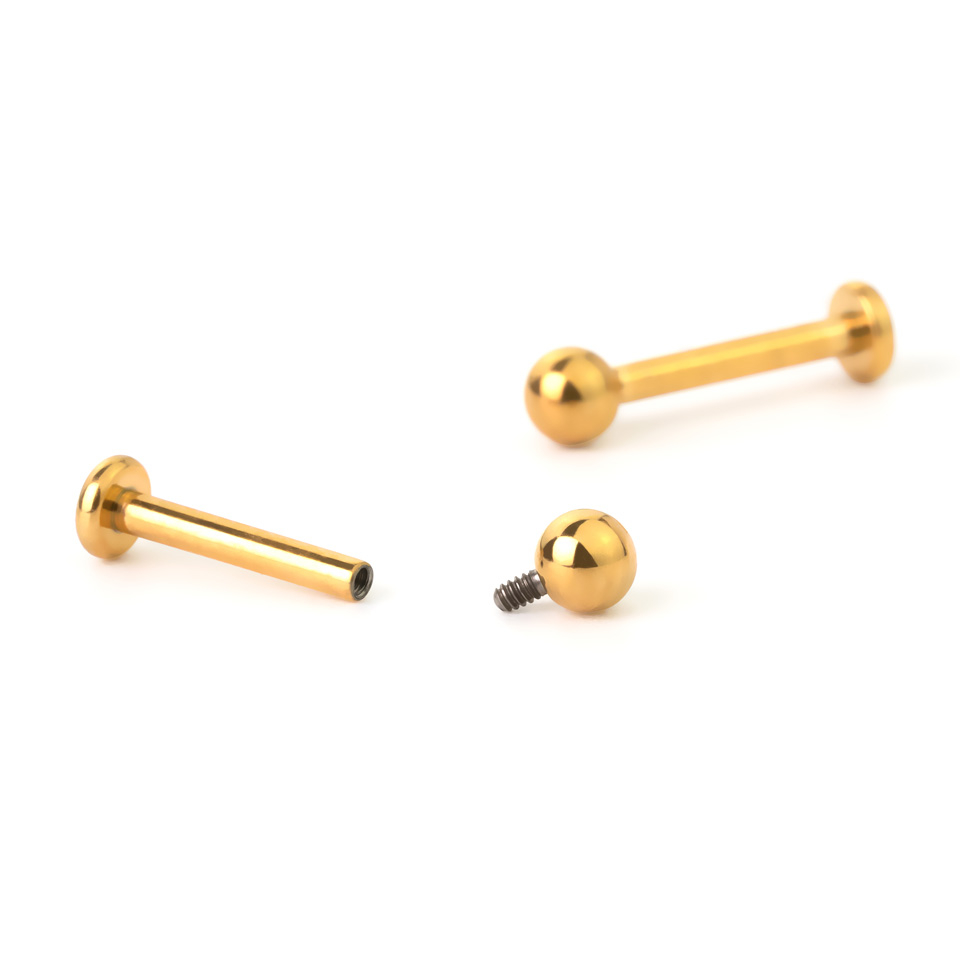 Labret z tytanu z gwintem wewnętrznym w różnych kolorach