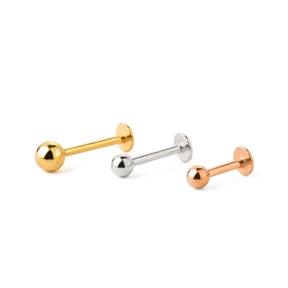 Labret z tytanu z gwintem wewnętrznym w różnych kolorach