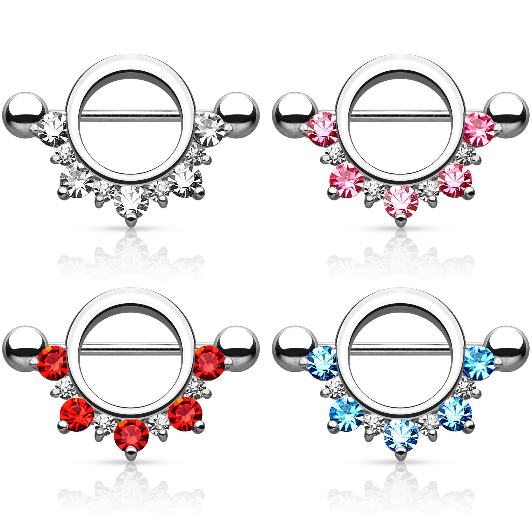 Kolczyk do sutka z łukiem z kamieni