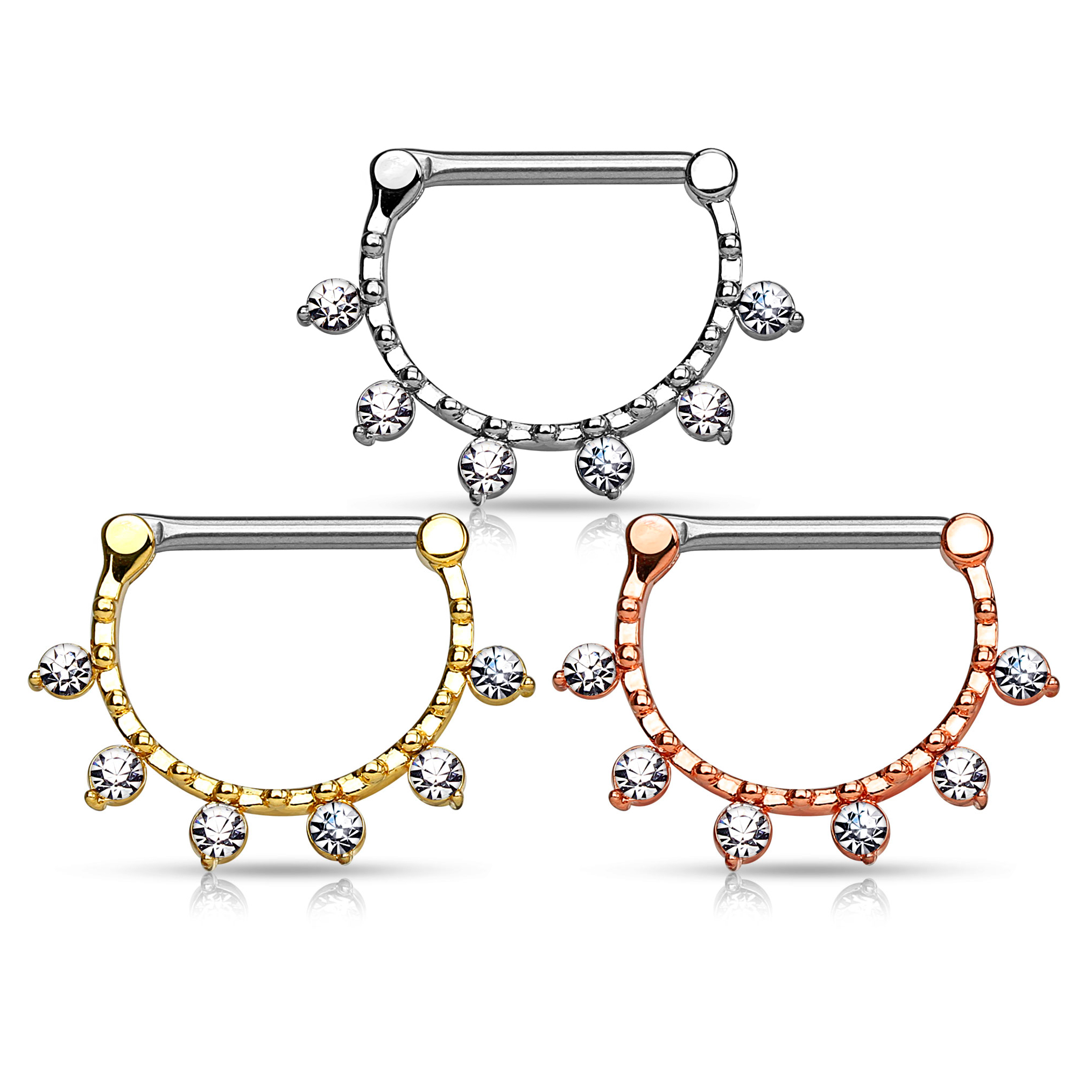 Clicker do sutka z 6 przezroczystymi kamieniami